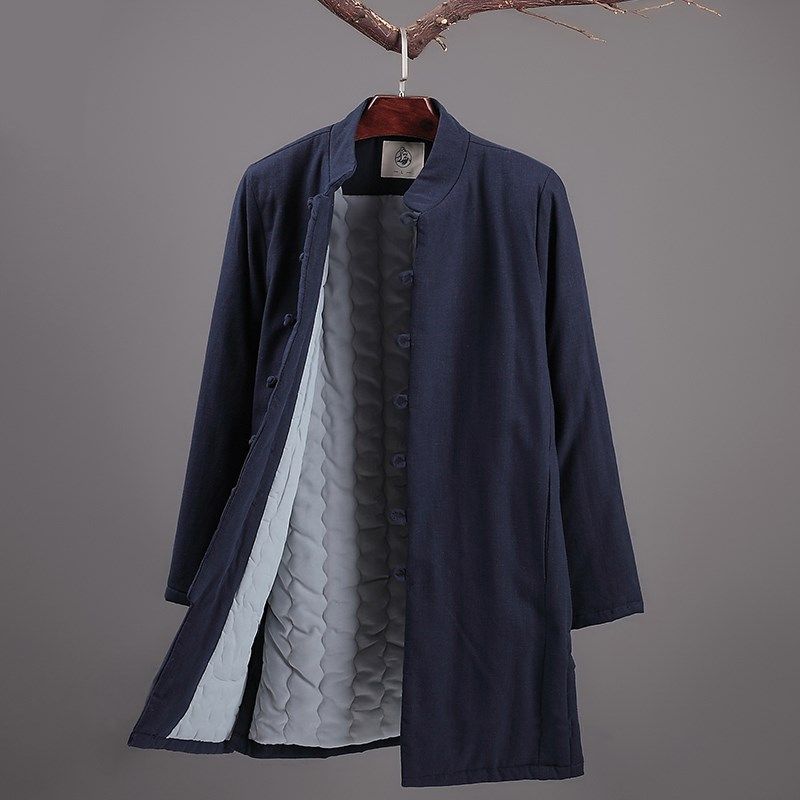秋冬男士休闲中长款连帽棉衣棉袄青年中式复古盘扣纯色棉麻棉服,淘宝优惠券,粉丝福利购,淘宝优惠卷
