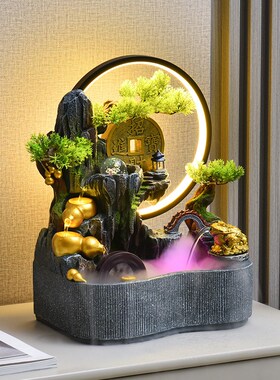 假山流水c摆件风水轮喷泉办公室客厅玄关招财桌面摆件开业乔迁礼