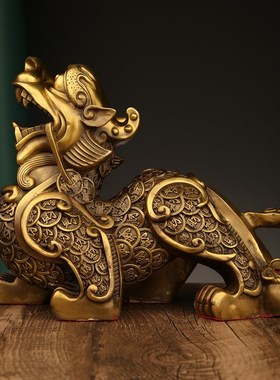 铜铭铜器厂家纯黄铜金钱貔貅风水K摆件铜皮休招财聚财