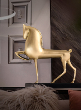 北欧轻奢全铜摆件马到o成功家居装饰品客厅书房办公室乔迁开业礼