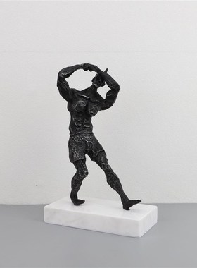 新中式创意金属人摆件物样板房办公室桌面工T艺品家居装饰品