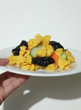 彷真木耳炒鸡蛋青瓜胡萝卜果蔬菜模型厨房样板间摆台儿童装饰道具
