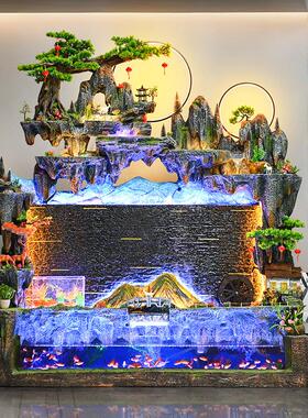 大型假山循环流水摆件门厅玄关办公前台招财落地水幕墙喷泉装饰品