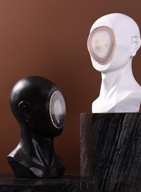 创意极简抽象人物摆件 玛瑙石电视柜售楼处样板房现代家居装饰品