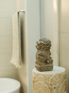 中国风青石小石狮石雕饰品桌面咖啡桌微景观装饰饰品