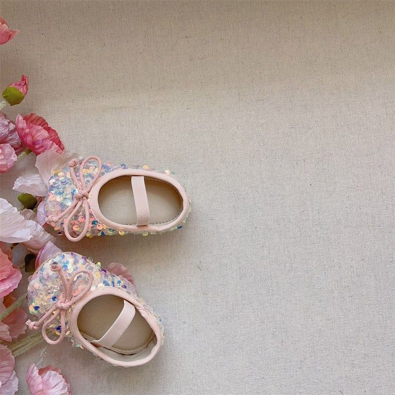 婴儿软底鞋女宝宝百天周岁甜美公主鞋子防滑亮片小皮鞋学步鞋防滑,淘宝优惠券,粉丝福利购,淘宝优惠卷