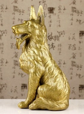 风水纯铜聚宝盆狗摆件镇宅招财纳福铜狗工艺品旺宅家居客厅装饰品