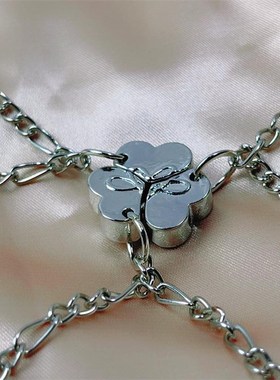 三人闺蜜手錬磁铁相吸学生项链召唤闺蜜手环四人感应吊坠磁吸手錬