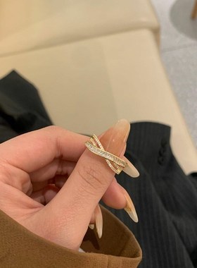 超闪精致交叉戒指女轻奢小众设计简约高级感冷淡风百搭戒指手饰品