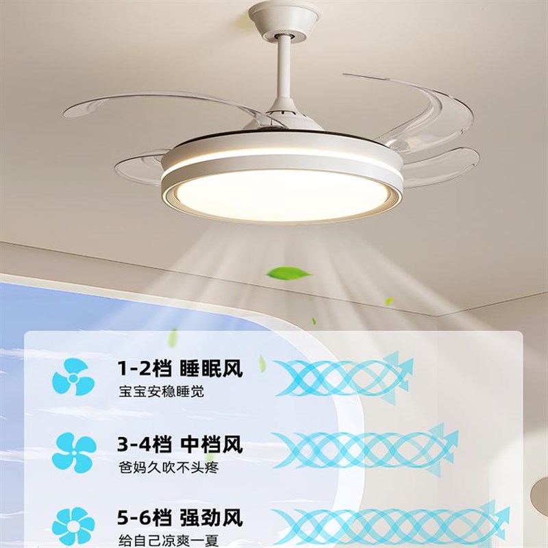 新型风扇灯吊灯餐厅灯20t24年新款高级感卧室主卧带灯一体吊扇灯 - 图2