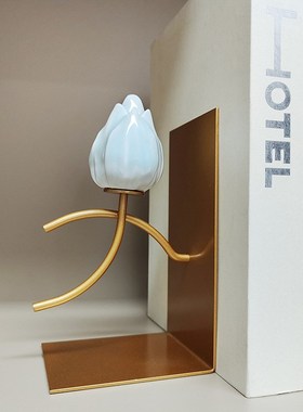 创意莲花书挡艺术摆件轻奢高档办公室桌面书靠书柜装饰品家居好物