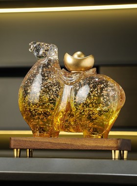 马上有钱高档摆件办公室招财开业商务礼物客厅玄关酒柜桌面装饰品