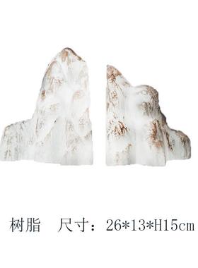 现代新中式创意陶瓷假山书靠摆件样板房书房书立书档软装饰品摆设