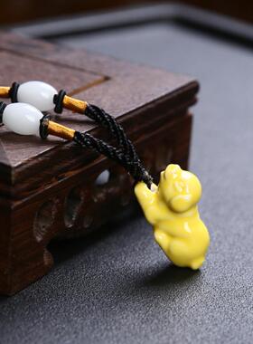 陶瓷12十二生肖吊坠招财保平安可调节项炼挂件羊狗兔龙小吊牌挂饰