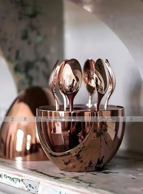 空合现代轻奢金属酒具餐具托盘组合样板间售楼处酒店餐厅家居摆件