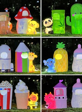 户外卡通创意垃圾桶雕塑玻璃钢幼儿园公园景区动物果皮箱分类摆件