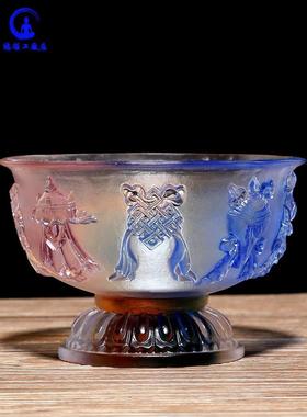 八吉祥供碗摆件供佛水杯供佛用品小号密宗圣水杯佛前供具琉璃供杯