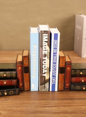 欧式仿真复古书挡摆件书房书架装饰品个性木质书本形书立书挡代发