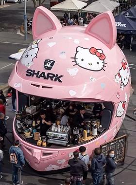 玻璃钢头盔造型雕塑定制网红打卡拍照摩托车餐厅咖啡机车店装饰品