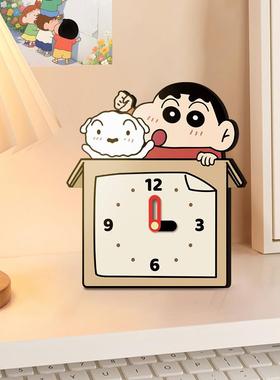蜡笔小新桌面时钟摆件创意钟表摆台式2025新款装饰品台钟座钟