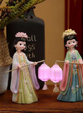 宫廷汉服风提宫灯树脂女孩公主家居饰品摆饰公仔闺蜜礼物古风娃娃