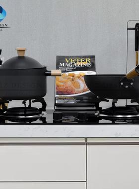 现代样板房厨房摆件咖啡壶托盘组合锅具橱柜软装托盘研磨器搭配