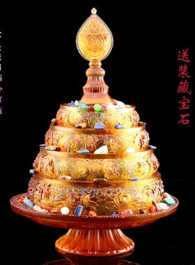 琉璃曼扎盘藏传用品曼达供曼茶罗密宗佛具大号送装藏宝石家居