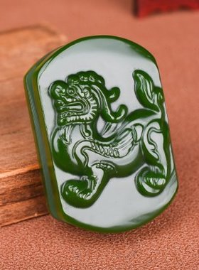 新疆和田碧玉麒麟貔貅皮带扣白玉腰带霸气男款玉腰扣腰饰腰佩单层