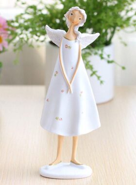 北欧田园树脂摆件母女天使店铺装饰品书房搁板酒柜摆设创意礼品