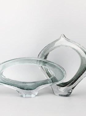 厂促渐变墨绿色面琉璃水晶现摆件代简约样板房展厅家居客桌工厅艺