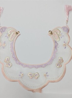 儿童百搭汉服配饰云肩假领y子中国风重工刺绣小披肩装饰领