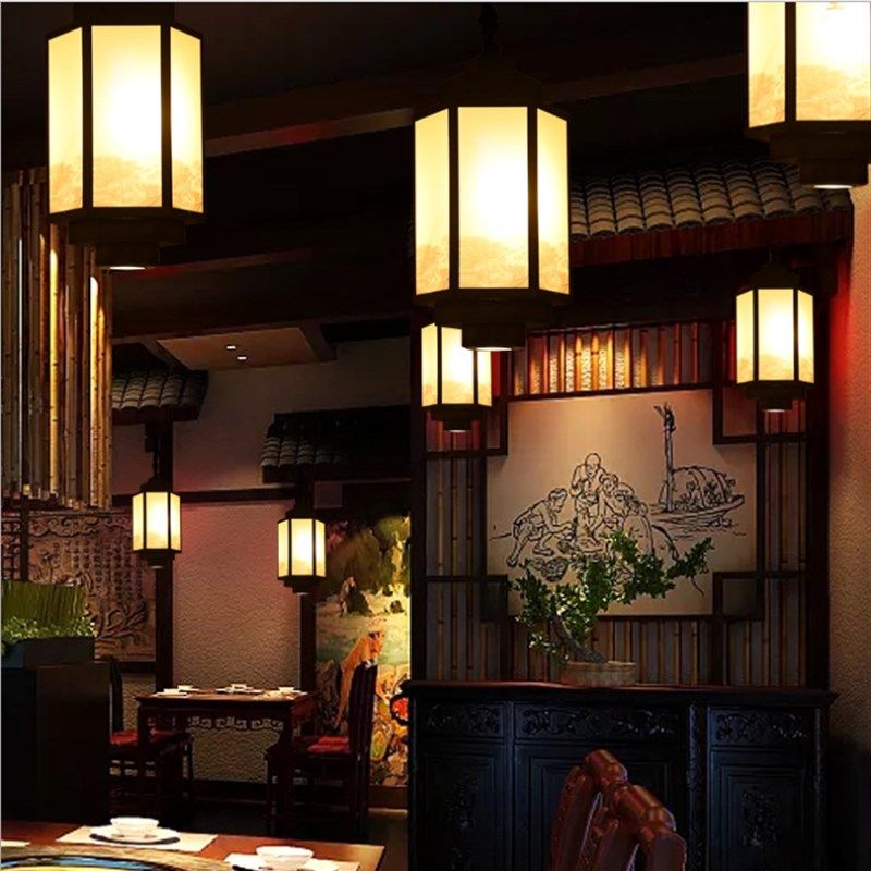 哈美新古典吊灯中国风餐饮火锅店灯笼宫灯宋代美学吊灯定做LOGO,淘宝优惠券,粉丝福利购,淘宝优惠卷