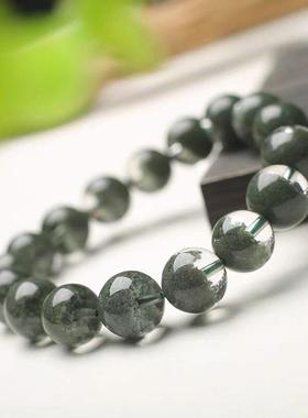 天然收藏级巴西绿幽灵手链女单圈聚宝盆意境水晶手链男女净体半盆