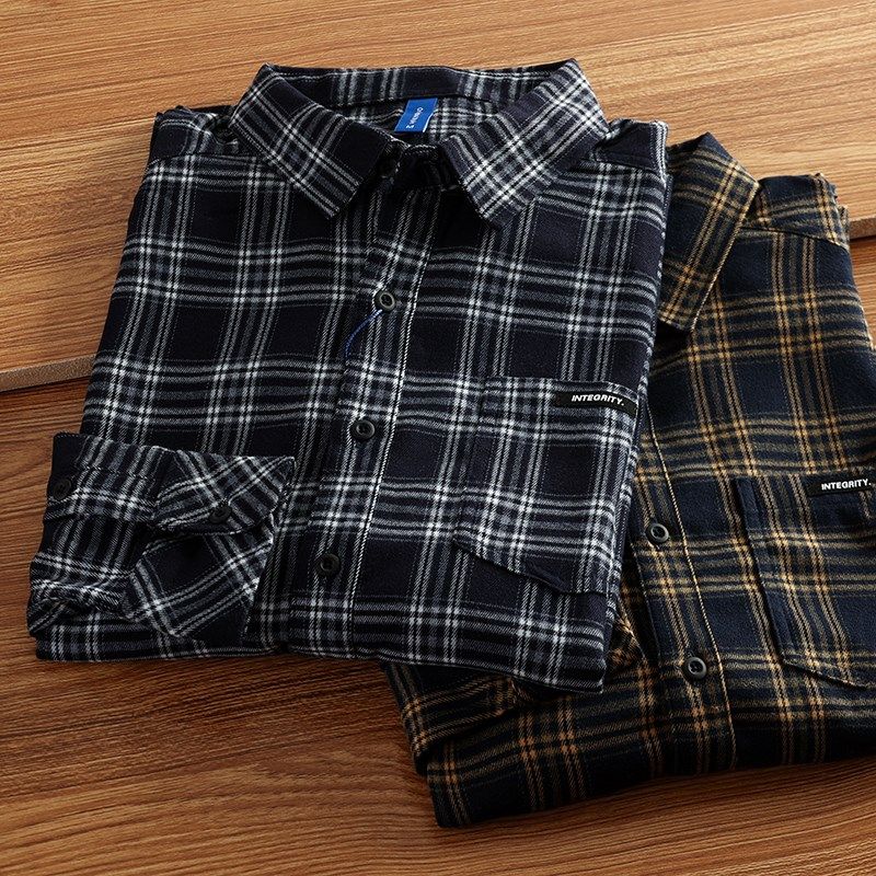 美式复古格子衬衫k男长袖宽松春秋百搭上衣高级感潮流外贸休闲衬,淘宝优惠券,粉丝福利购,淘宝优惠卷