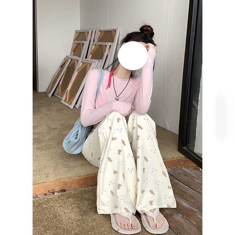 春秋新款2-300斤高腰卡通牛仔裤胖mm大码女装梨形身材宽松阔腿裤 - 图2