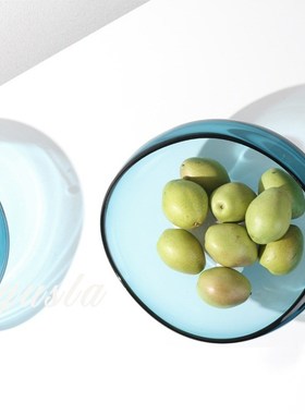 简约现代玻璃水果盘果盆客厅茶几餐桌托盘收纳盘家居饰品桌面摆件