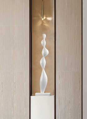 侘寂风民宿酒店抽象实木雕塑艺术竖高摆件样板间玄关木雕装饰摆设