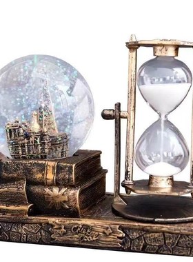水晶球沙漏计时器复古北欧高档创意装饰品酒柜客厅桌面工艺品摆件