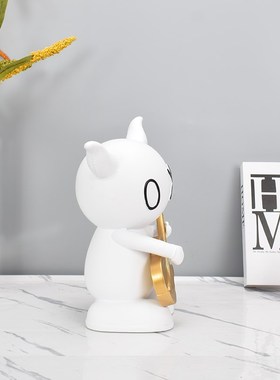 卡通动物弹琴雕塑摆件简约现代样板间客厅电视柜儿童房家居装饰品