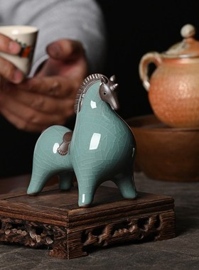 唐马摆件陶瓷小号招财客厅玄关酒柜桌面装饰品办公桌生肖马摆设