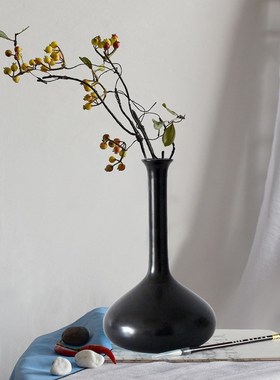 全手工陶瓷花插中式禅意花器家居客厅G茶室软装装饰花瓶禅意博古