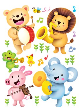 幼儿园双面玻璃贴装饰墙贴防水贴纸动物园好朋友卡通贴画