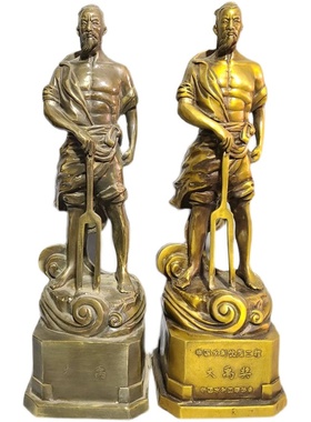 现货全铜铸造大禹大禹奖全身站像人物雕塑摆件工程奖杯大小可定制