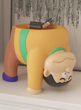 卡通胖虎客厅桌面玄关入户进门放钥匙收纳托盘装饰V品搬家礼物摆