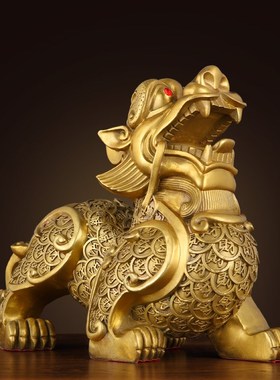 纯铜貔貅摆件 一对公母皮丘家用客厅店铺办公室全铜开业礼品 貔恘