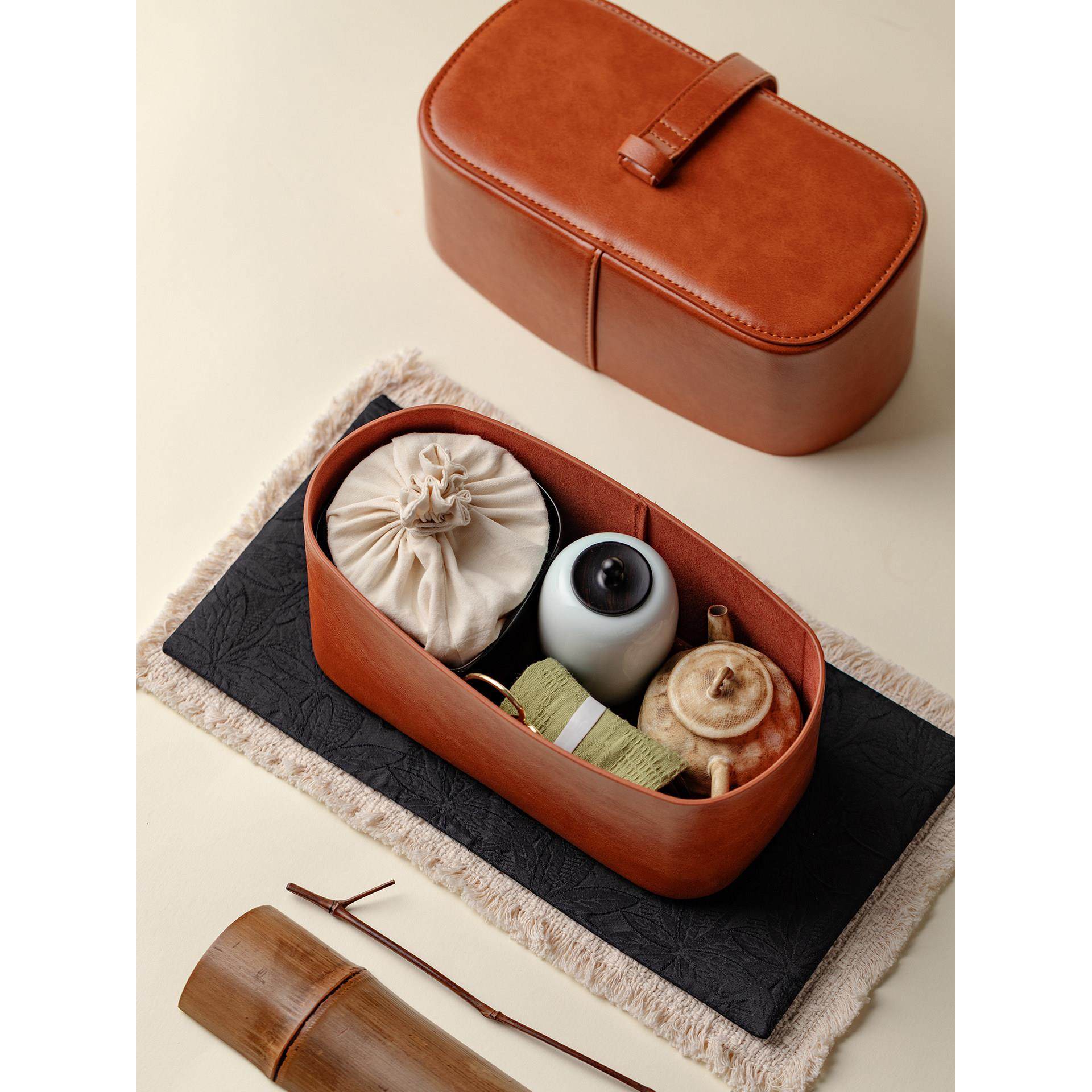 植述日式陶艺茶壶旅行功夫茶具便携式整套快客杯皮革茶箱收纳套装,淘宝优惠券,粉丝福利购,淘宝优惠卷