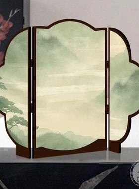 新中式小屏风桌面摆件客厅边柜电视柜创意山水风景画书房茶室装饰