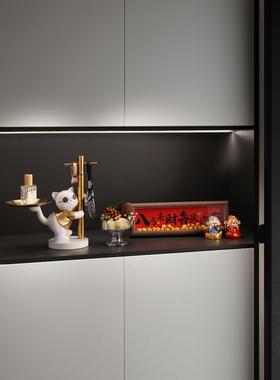 招财猫钥匙收纳玄关装饰品摆件入户门口鞋柜客厅家居乔迁新居礼品