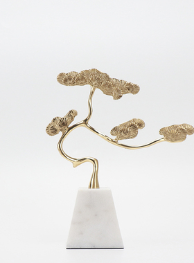 现代新中式禅意铜松摆件家居客厅电视酒柜玄关装饰品样板房间摆设