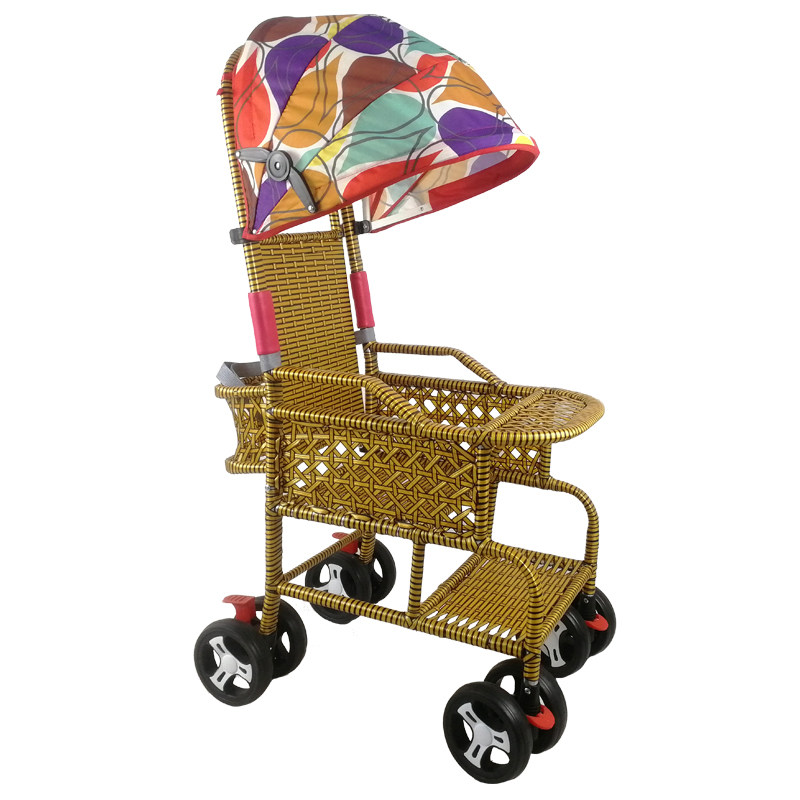 仿藤可坐夏季婴儿车椅儿童半躺童车小孩竹推车竹藤编宝宝推车轻便,淘宝优惠券,粉丝福利购,淘宝优惠卷